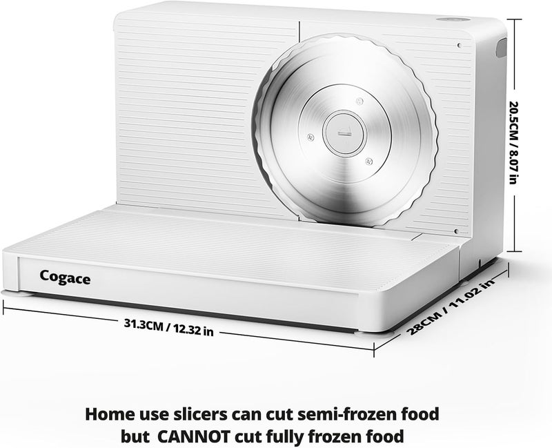 Cogace Foldable Meat Slicer, Electric Food Slicer with RSG 6.7" Stainless Steel Blade, Child Lock Protection, 0-20mm Adjustable Thickness, Food Slicer Machine for Meat Bread Cheese Fruits and Vegetables - Image 2